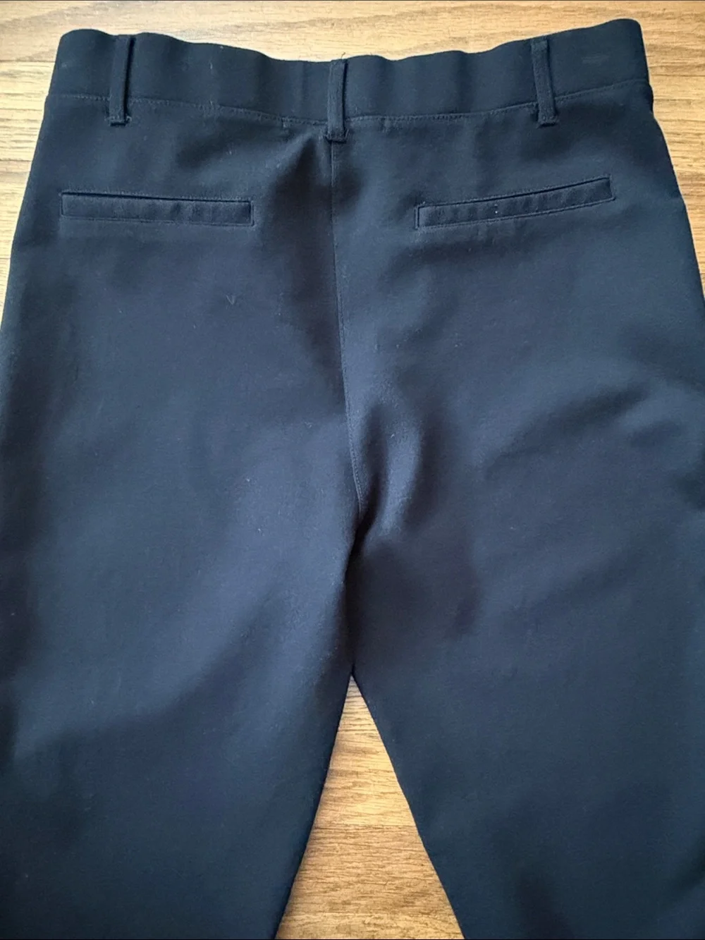 Quince black ultra stretch ponte straight leg pants. Size medium petite.